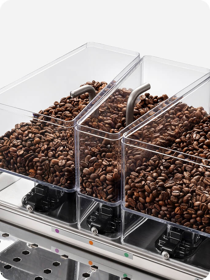 UNIC_Espresso_Machine_TANGO XP_Superautomatic_3_hoppers_and_cup_warmer_details